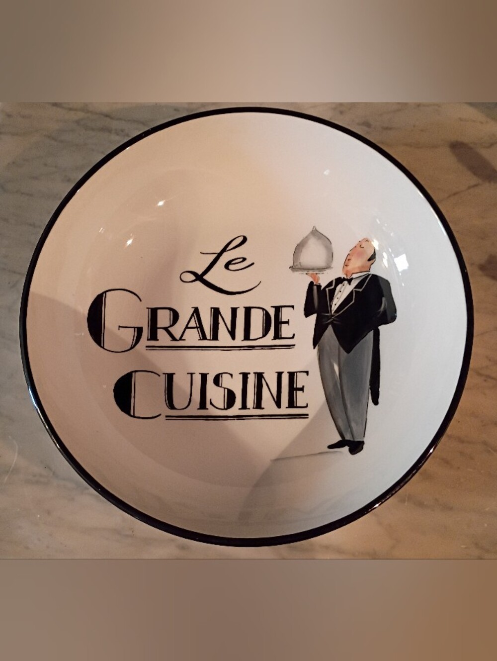 Certified International Le Grande Cuisine White and Black Serving Bowl